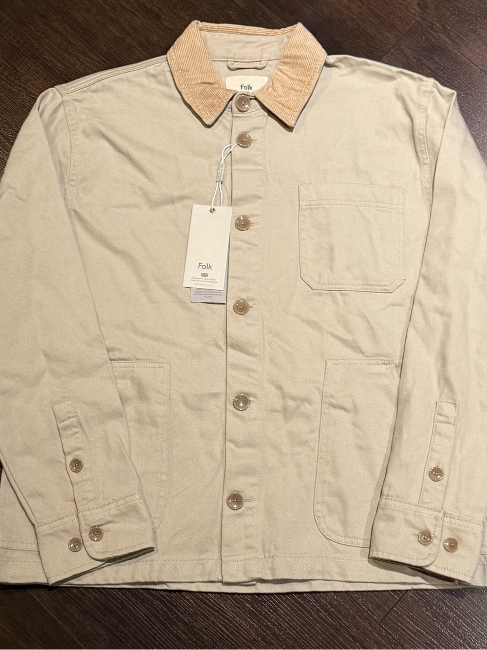NWT! Folk Nelson Stone Corduroy Barn Chore Jacket 3 Pocket Men’s Size L Cotton